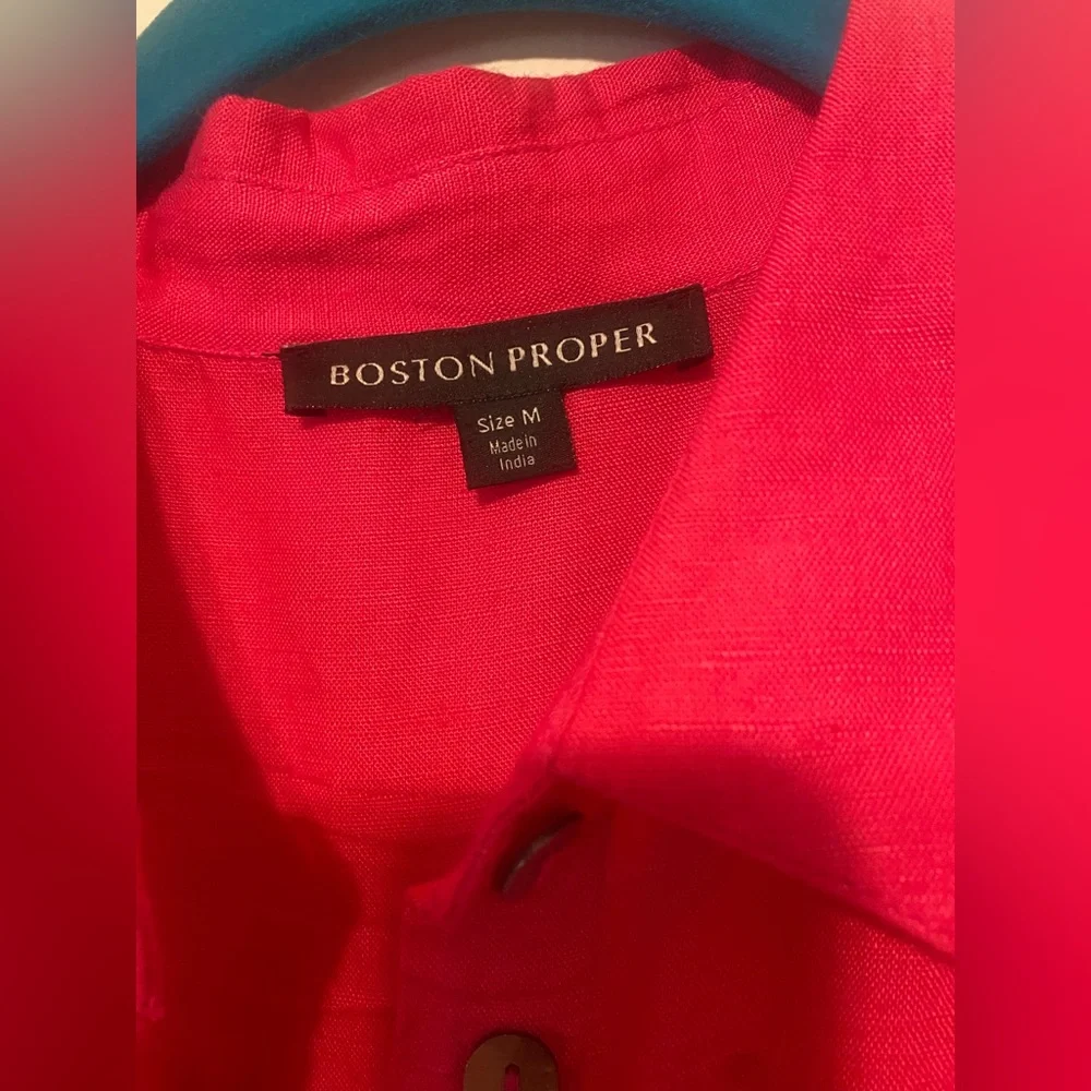 Boston proper pink linen 3/4 maxi dress - Picture 4 of 6